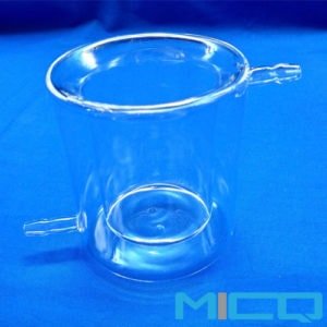 Double Wall Quartz beaker with hose barbs