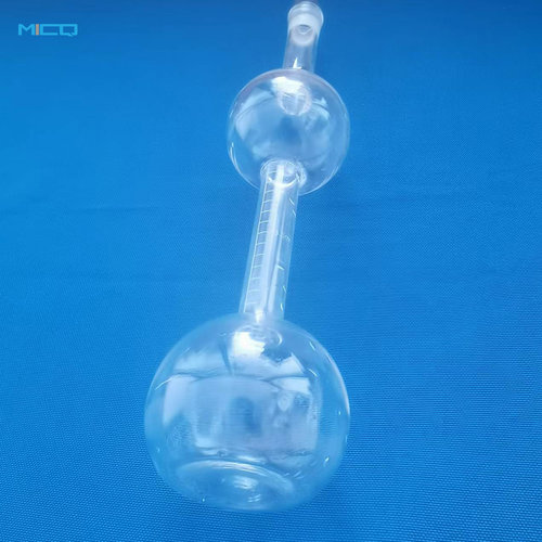 Fused-Quartz-Glass-Double-Sphere-Flask-with-Grounded-Mililiter-Scale-05